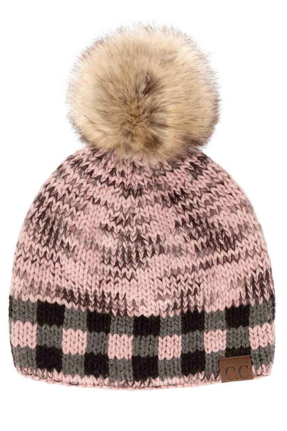 Rose Stay cozy in style with the C.C Heather Chunk Beanie featuring a trendy check pattern band for a modern, eye-catching touch. Crafted with soft, warm knit fabric, it offers comfortable coverage and a snug fit for chilly days.