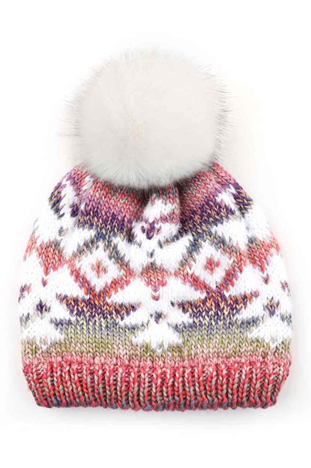 Rose The C.C Multi Yarn Aztec Beanie Hat features a vibrant Aztec-inspired knit pattern crafted from multi-colored yarn for a bold, stylish winter look. Made with soft, stretchy fabric, it provides warmth, comfort, and a snug fit for everyday cold-weather wear.