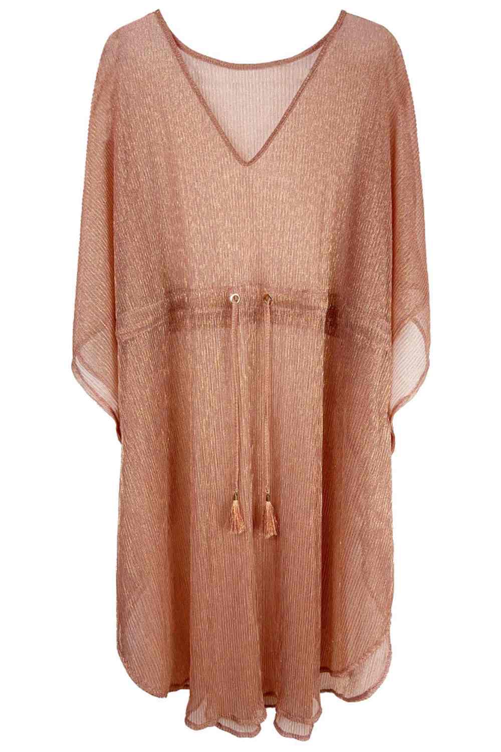 Rose Gold Elevate your wardrobe with this shimmering Lurex String Poncho, a versatile layering piece that catches the light beautifully. Crafted from 100% polyester, this lightweight poncho measures 42" x 40", offering comfortable coverage for any occasion. The lurex threading adds a touch of glamour and sparkle, making it perfect for casual outings or dressed-up evenings. Easy to throw on over any outfit, this poncho is an effortless way to add dimension and style to your look.