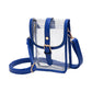 Royal-Blue-Faux Leather Belt Buckle Pointed Transparent Crossbody Bag , Expertly crafted from faux leather, this crossbody bag features a unique pointed design and transparent material, making it a modern and fashionable accessory. The belt buckle adds a touch of edginess, while the spacious interior allows for convenient storage