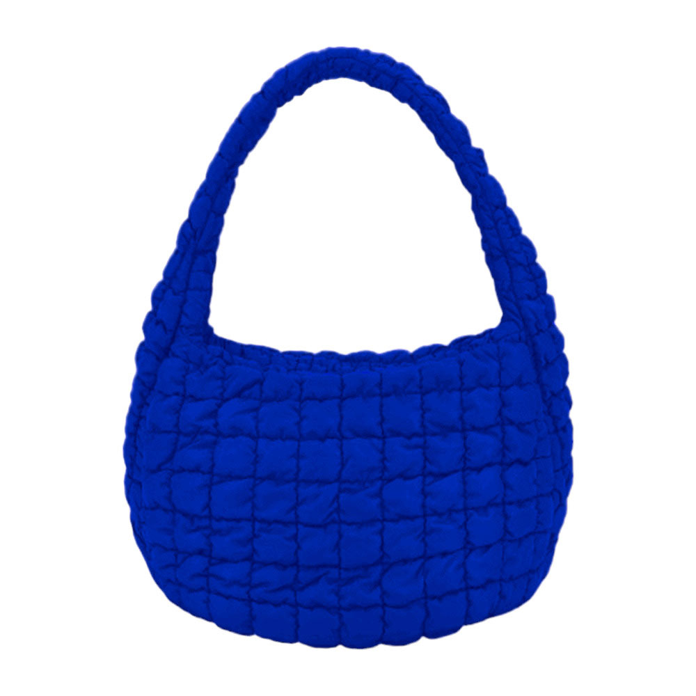 Royal Blue Quilted Puffer Shoulder Crossbody Bag, Stay warm and stylish with this bag. Made of durable material, it is insulated to keep you cozy in the coldest conditions. The shoulder straps make it comfortable and convenient to carry, so you can bring everything you need with ease. Perfect for gifting on every occasion.