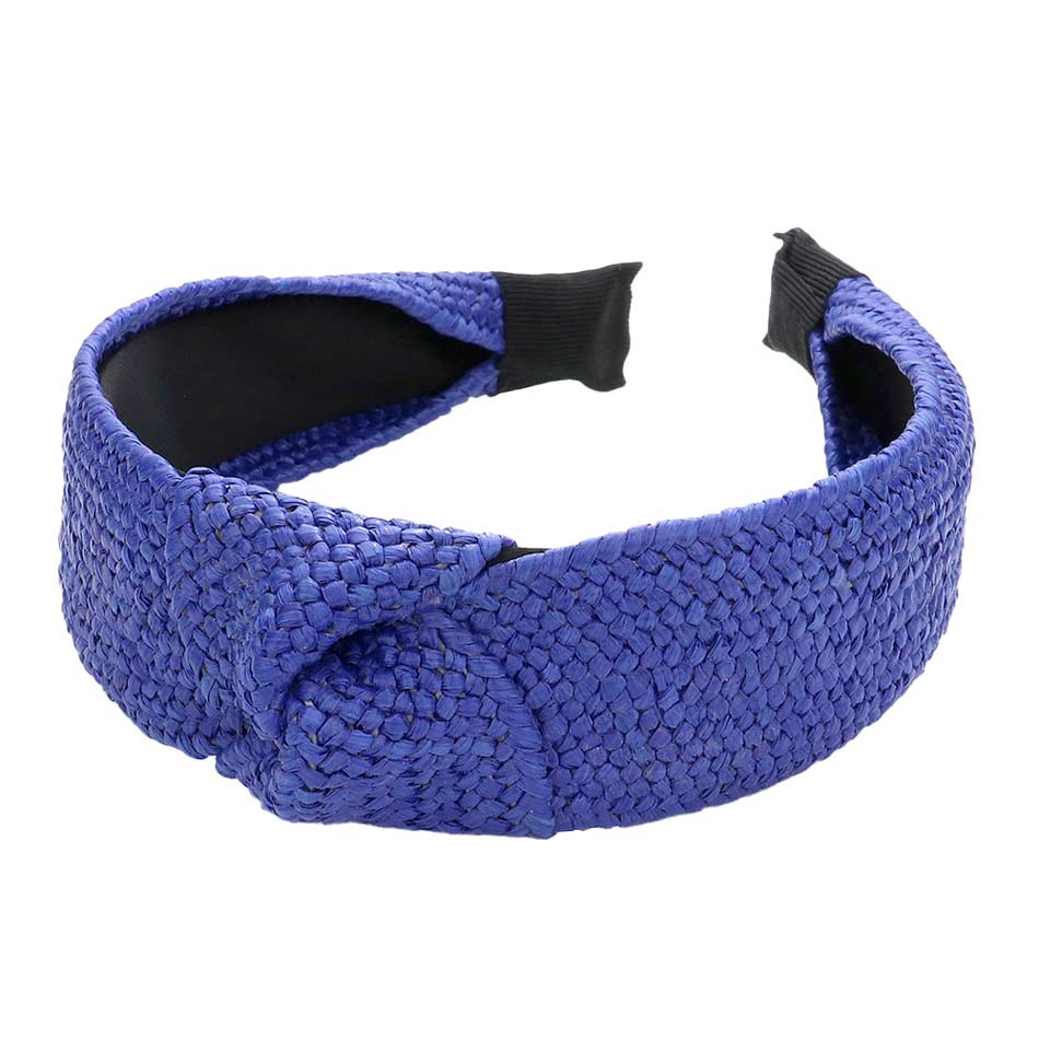 Royal Blue Trendy Straw Knot Burnout Headband, create a natural & beautiful look while perfectly matching your color with the easy-to-use straw knot burnout headband. Add a super neat and trendy knot to any boring style. Perfect for everyday wear, outdoor festivals, and more. Awesome gift idea for your loved one or yourself.