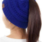 Royal Blue The C.C Solid Color Ponytail Messy Bun Beanie combines comfort with versatility for effortless everyday style. Crafted from 100% soft acrylic, this beanie features an open crown design that accommodates ponytails and messy buns while keeping you warm. The one-size-fits-most construction ensures a secure, flattering fit for virtually anyone. Perfect for casual outings, workouts, or relaxed weekends, this practical accessory transitions seamlessly from season to season.