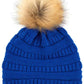 Royal Blue Stay warm and cozy with this classic C.C Pom Pom Knit Beanie, crafted from 100% soft acrylic for all-day comfort. The ribbed knit design adds texture and durability, while the signature pom pom on top brings a playful touch to any winter outfit. One size fits most, making it the perfect accessory for everyone. Ideal for cold weather adventures or casual everyday wear.