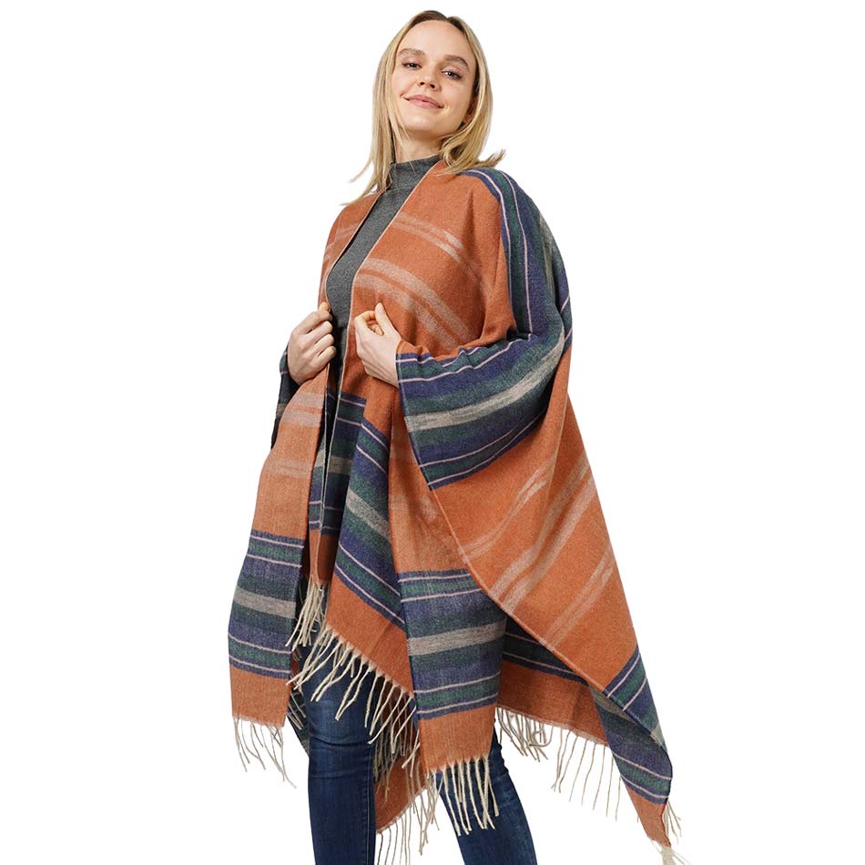 Rust Aztec Patterned Cape Poncho, With the latest trend in ladies' outfit cover-up! the high-quality knit poncho is soft, comfortable, and warm but lightweight. It's perfect for your daily, casual, party, evening, vacation, and other special events outfits. A fantastic gift for your friends or family.