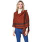 Rust Striped Shoulder Strap Ruana Poncho, boasts a striking look and a unique blend of materials that make it both stylish and comfortable. Sophisticated stripes are complemented by a luxurious velvety texture, offering an eye-catching look that makes a statement wherever you go. Excellent gift choice for the winter.