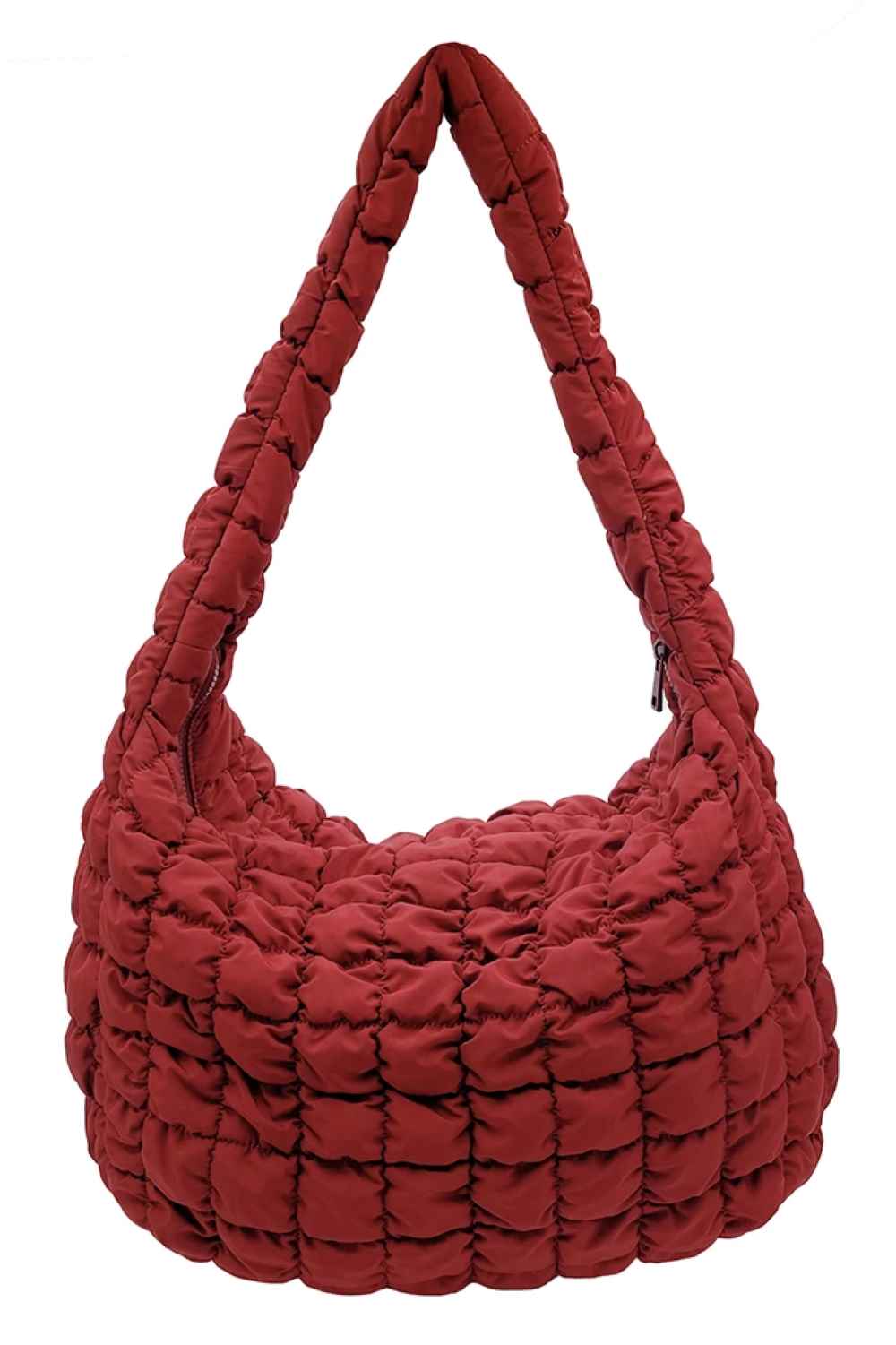Rust Carry your essentials in style with this Large Quilted Solid Bag. Crafted from durable 100% polyester with a classic quilted design, it offers a sleek, versatile look that complements any outfit. The adjustable sling strap allows for comfortable crossbody wear, making it perfect for everyday errands, travel, or casual outings.