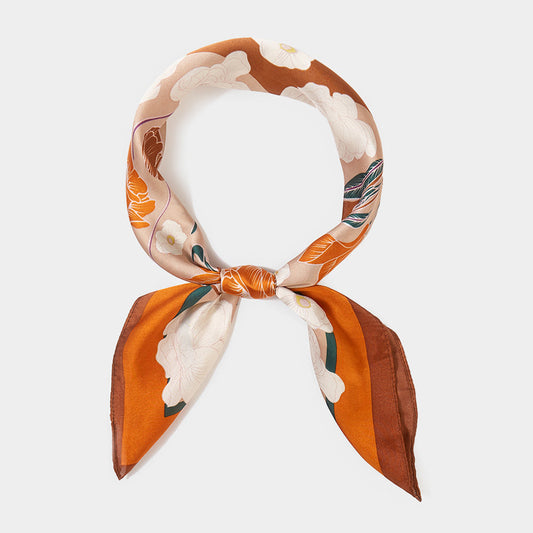 Madeline Love Brown Flower Printed Square Scarf - Jewelry