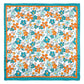 Madeline Love Teal Flower Drawing Printed Square Silky Satin Bandana Scarf - Scarves & Wraps - desc