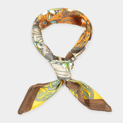 Madeline Love Yellow Four-Leaf Clover And Flower Bandana Scarf - Scarves & Wraps