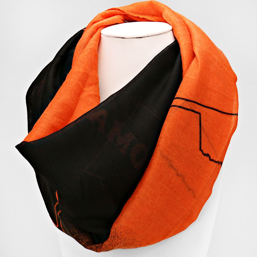 Madeline Love Black, Orange "Oklahoma" Polyester Infinity Scarf - Jewelry