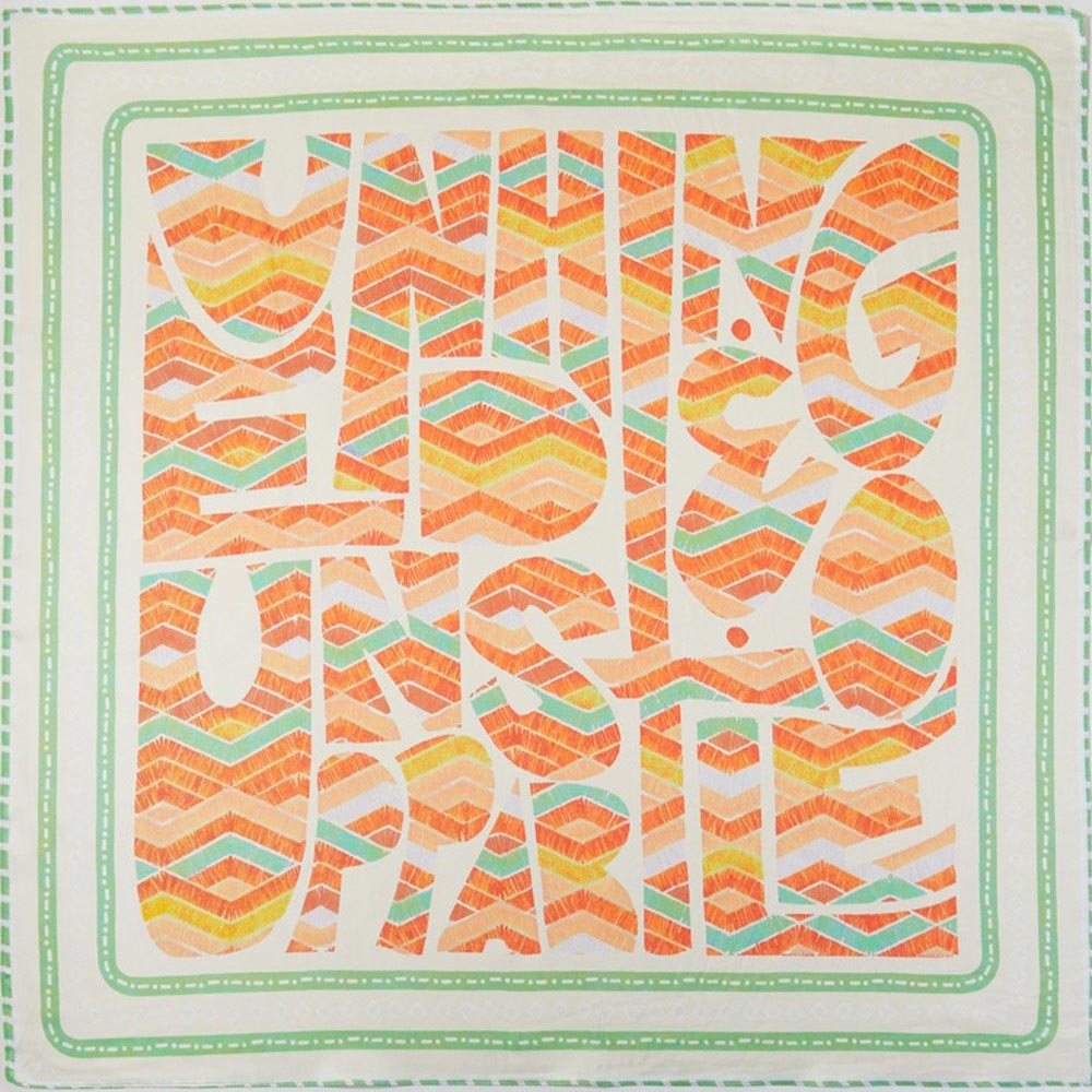 Madeline Love Orange Abstract Tribal Print Square Bandana Scarf - Scarves & Wraps