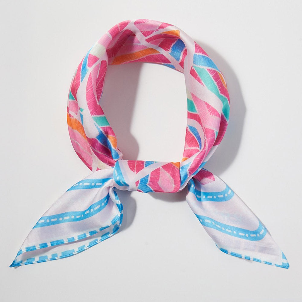 Madeline Love Pink Abstract Tribal Print Square Bandana Scarf - Scarves & Wraps