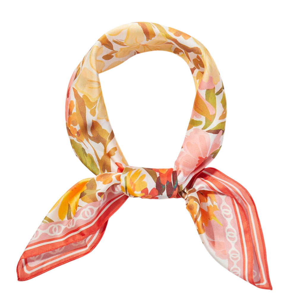 Madeline Love Pink Vintage Floral Garden Print Square Bandana Scarf - Scarves & Wraps - extra