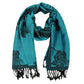 Madeline Love Turquoise Rose Floral Pashmina Reversible Scarf Shawl - Scarves & Wraps - extra