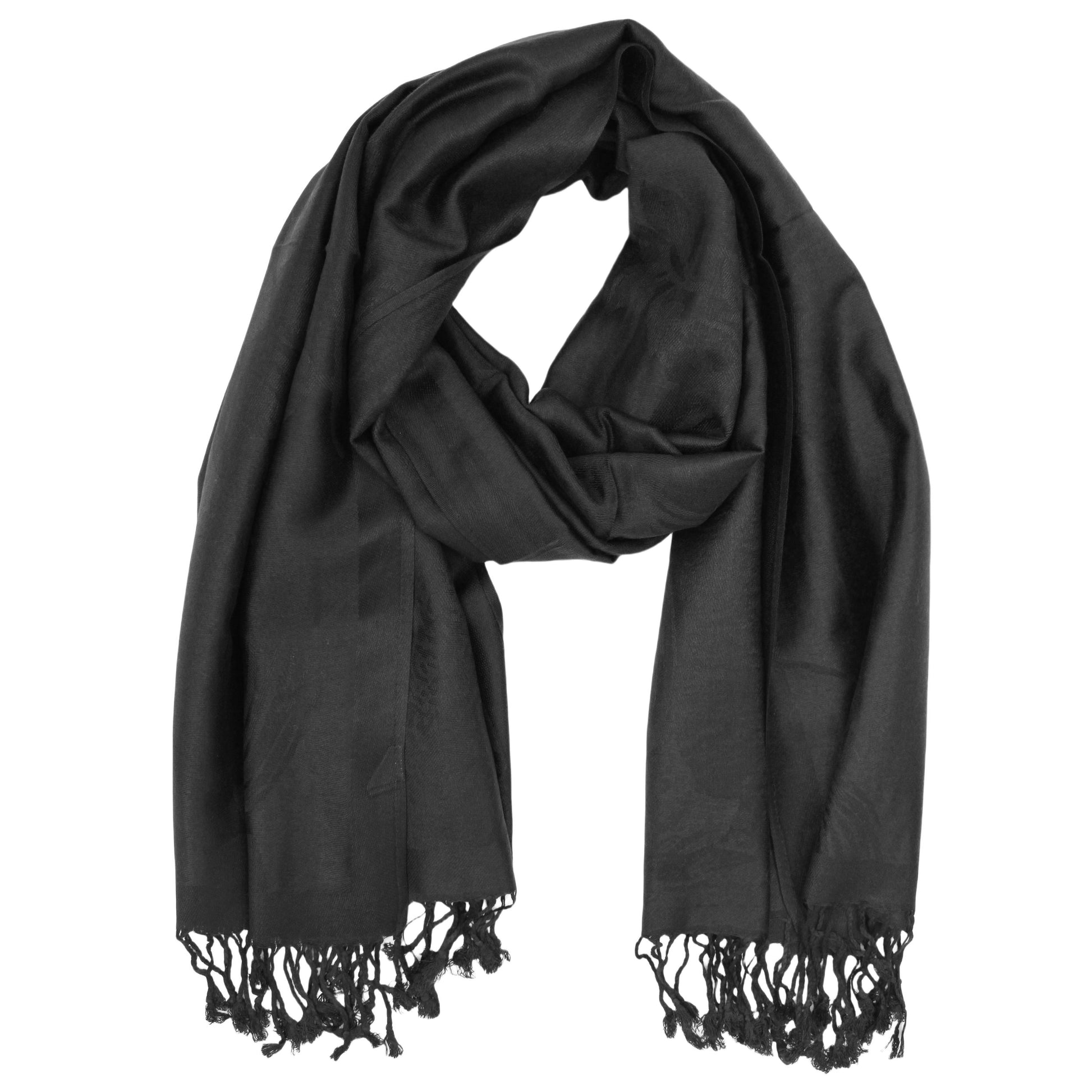 Madeline Love Black Rose Floral Pashmina Reversible Scarf Shawl - Scarves & Wraps - extra