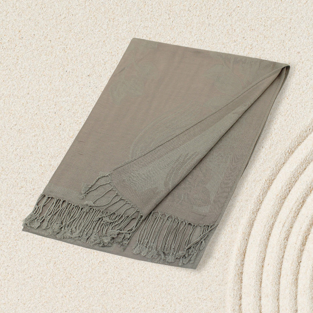 Madeline Love Silver Rose Floral Pashmina Reversible Scarf Shawl - Scarves & Wraps