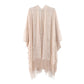 Madeline Love Beige Floral Lace Kimono With Tassel Poncho - Apparel - extra