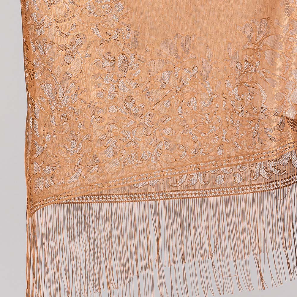 Madeline Love Taupe Floral Lace Kimono With Tassel Poncho - Apparel - extra