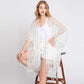 Madeline Love White Floral Lace Kimono With Tassel Poncho - Apparel
