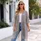 Madeline Love Silver Lightweight Sheer Leopard Pattern Fringe Hem Kimono Cover Up - Apparel