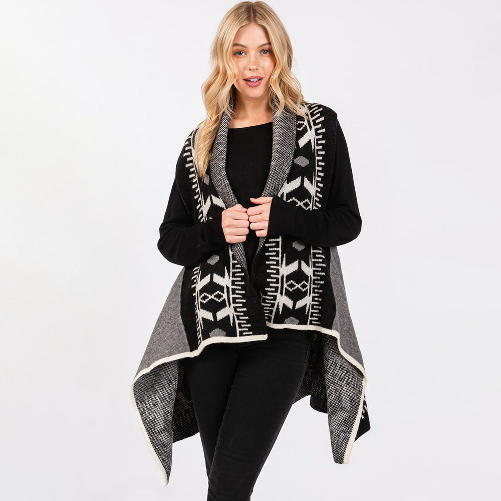 Black Aztec Pattern Vest