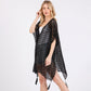 Madeline Love Black Crochet Lace Tassel Cover Up Poncho - Hair Accessories - extra