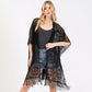 Madeline Love Black Flower Pattern Crochet Lace Tassel Cover Up Poncho - Hair Accessories - desc