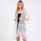 Madeline Love White Flower Pattern Crochet Lace Tassel Cover Up Poncho - Hair Accessories