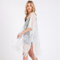 Madeline Love White Flower Pattern Crochet Lace Tassel Cover Up Poncho - Hair Accessories - desc
