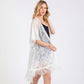 Madeline Love White Flower Pattern Crochet Lace Tassel Cover Up Poncho - Hair Accessories - extra