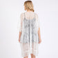 Madeline Love White Flower Pattern Crochet Lace Tassel Cover Up Poncho - Hair Accessories - extra