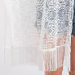Madeline Love White Flower Pattern Crochet Lace Tassel Cover Up Poncho - Hair Accessories - extra