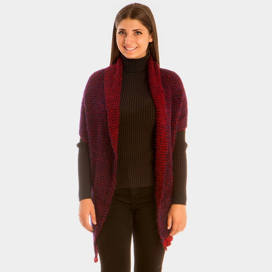 Burgundy Half Sleeve Knit Cardigan