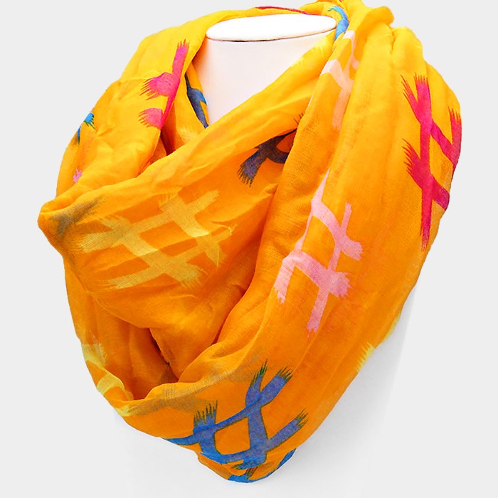Madeline Love Orange Pound Sign Print Infinity Scarf - Jewelry