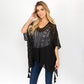 Madeline Love Black Boho Crochet Tassel Poncho Top - Hair Accessories