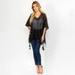 Madeline Love Black Boho Crochet Tassel Poncho Top - Hair Accessories - desc