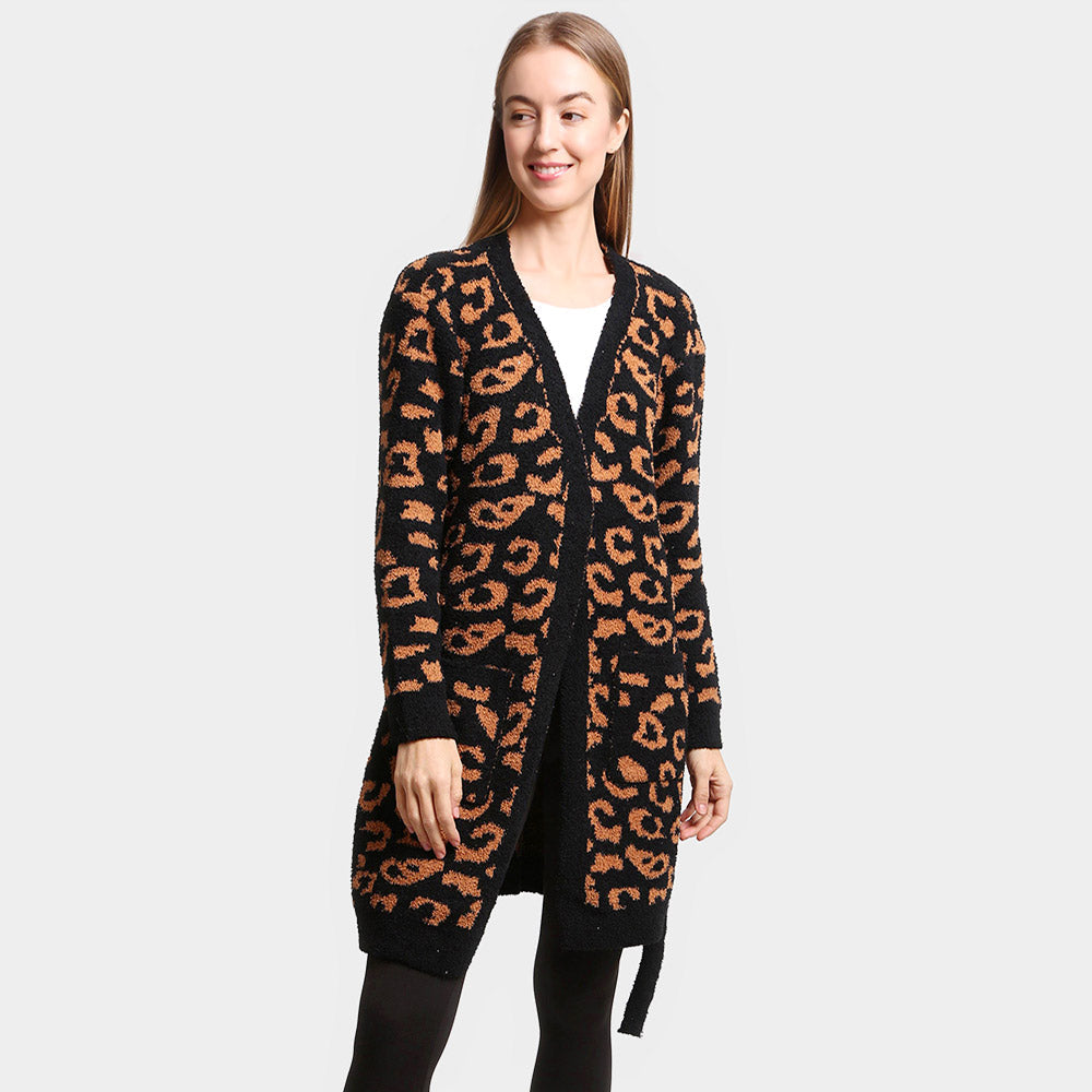 Black Leopard Patterned Cozy Robe
