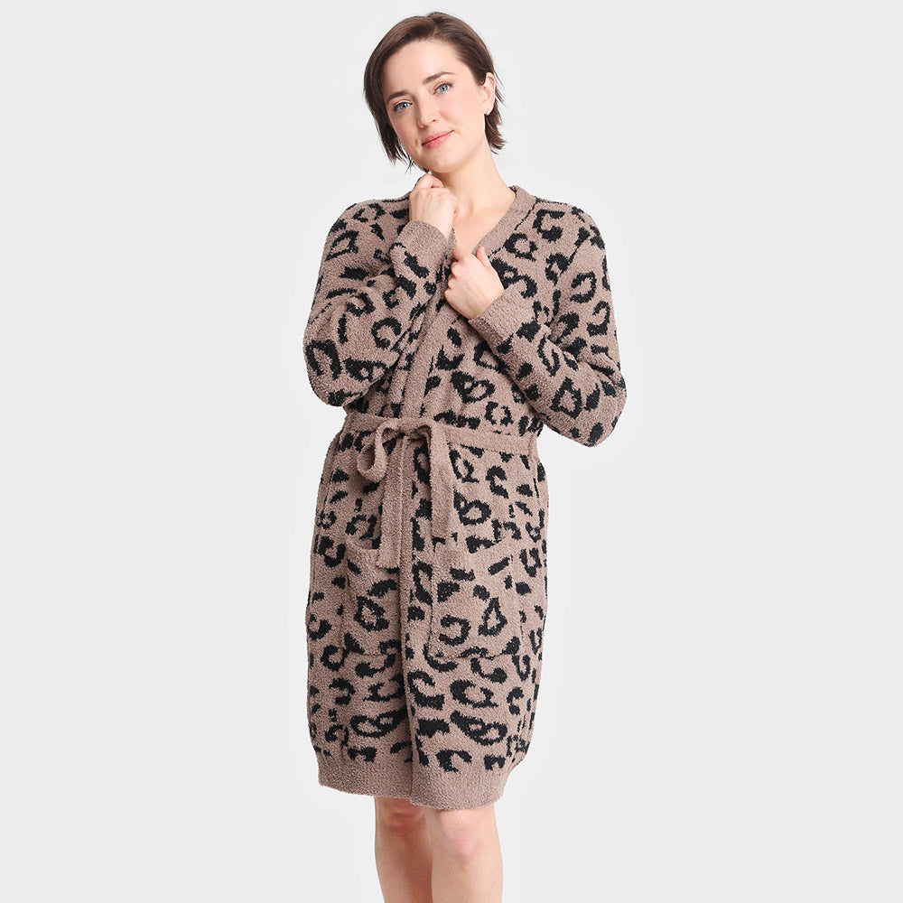Brown Leopard Patterned Cozy Robe