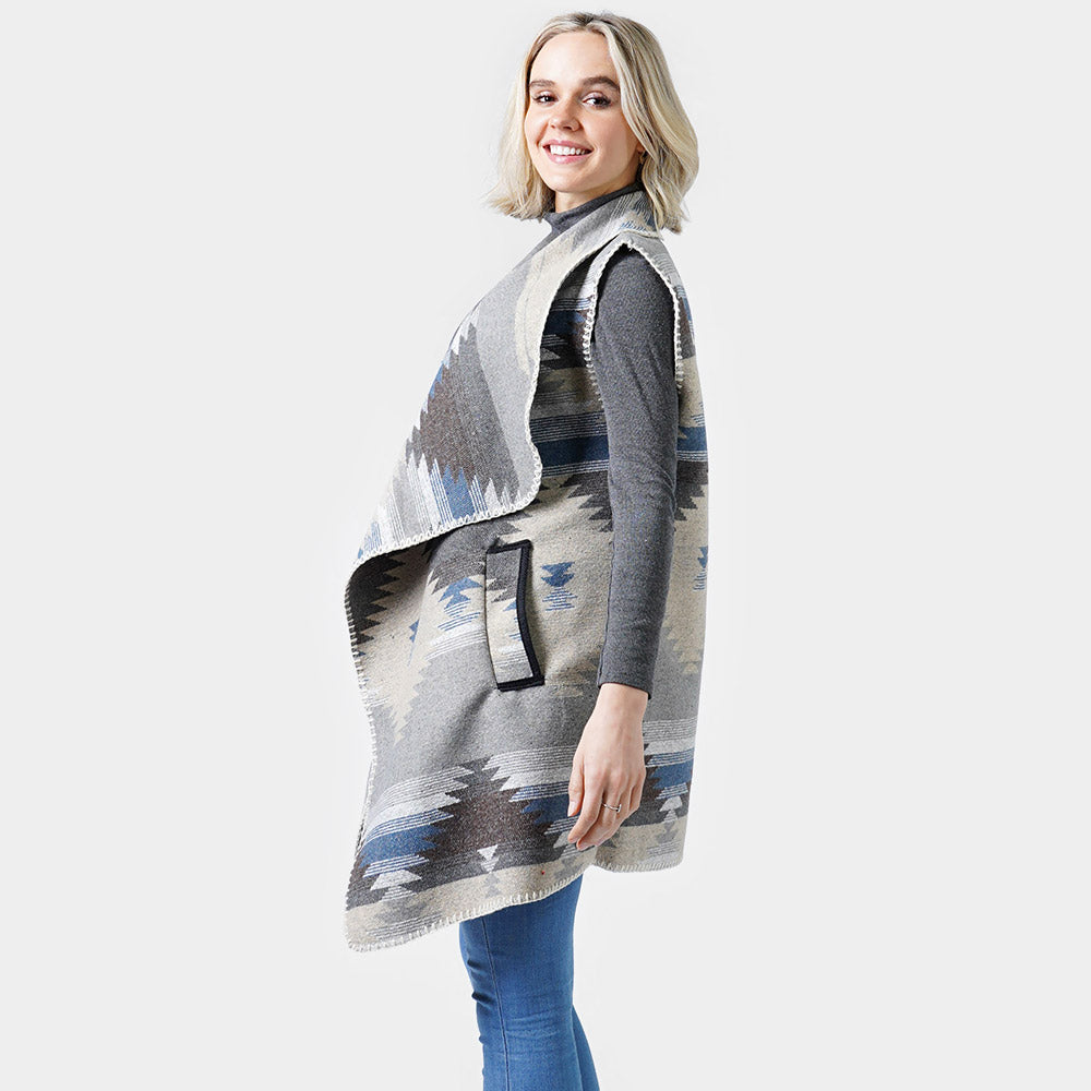 Madeline Love Taupe Western Print Vest - Hair Accessories - desc