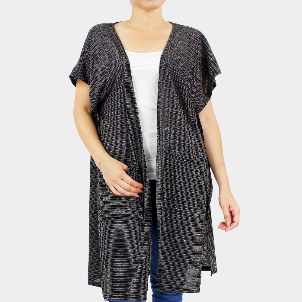 Madeline Love Black Front Pockets Jersey Vest - Hair Accessories