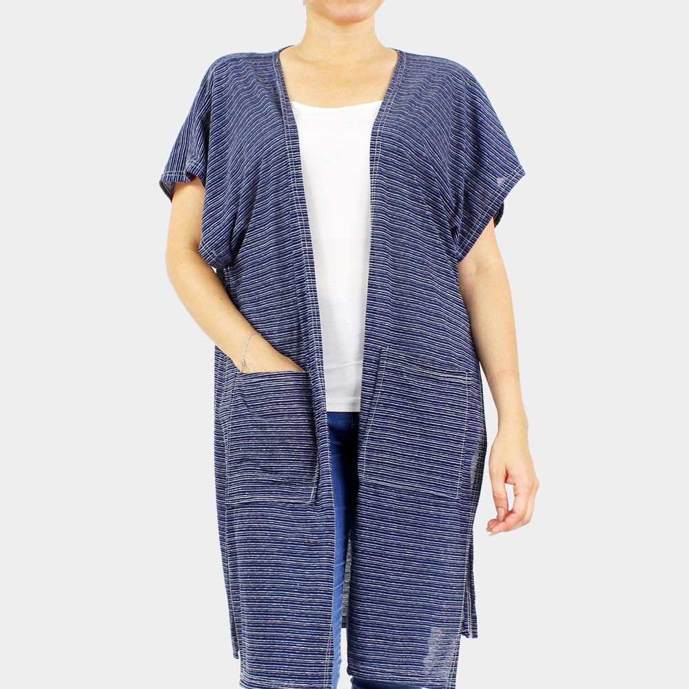 Madeline Love Navy Front Pockets Jersey Vest - Hair Accessories