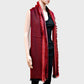Madeline Love Red Stripe Accented Scarf with Raw Fringe Trim - Jewelry