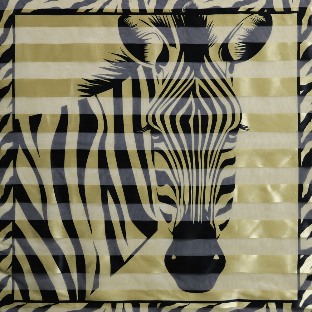 Madeline Love Beige Silky Satin Feel Zebra Print Square Scarf - Scarves & Wraps
