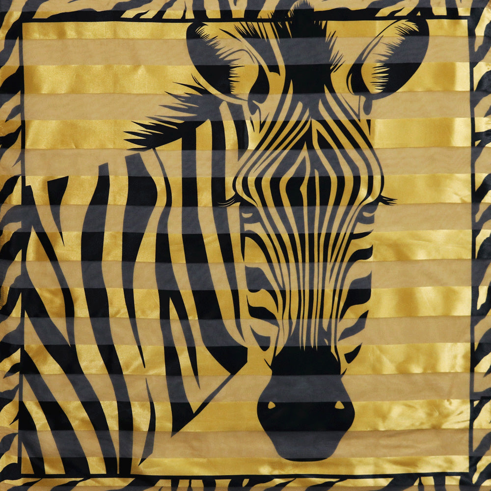 Madeline Love Gold Silky Satin Feel Zebra Print Square Scarf - Scarves & Wraps