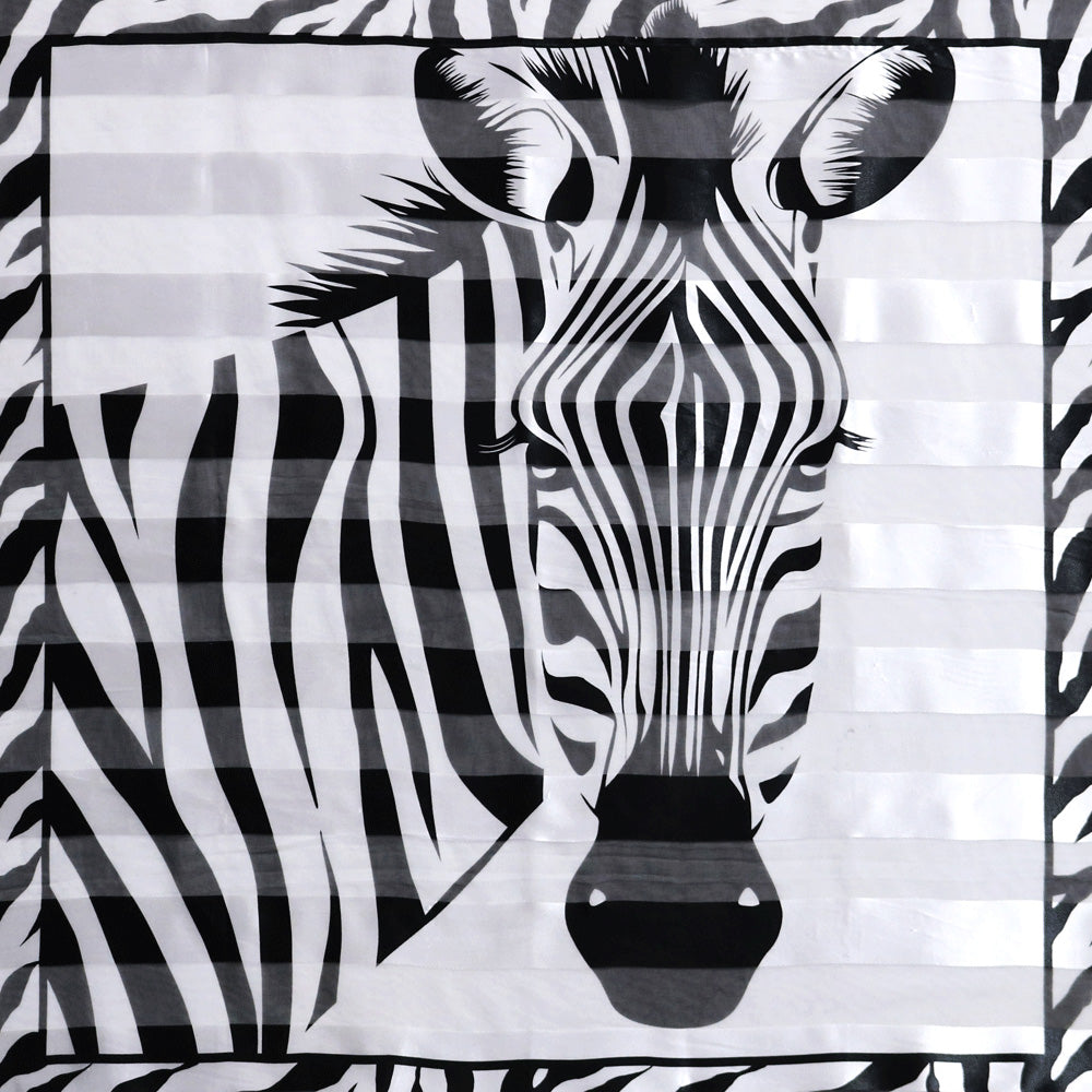 Madeline Love White Silky Satin Feel Zebra Print Square Scarf - Scarves & Wraps