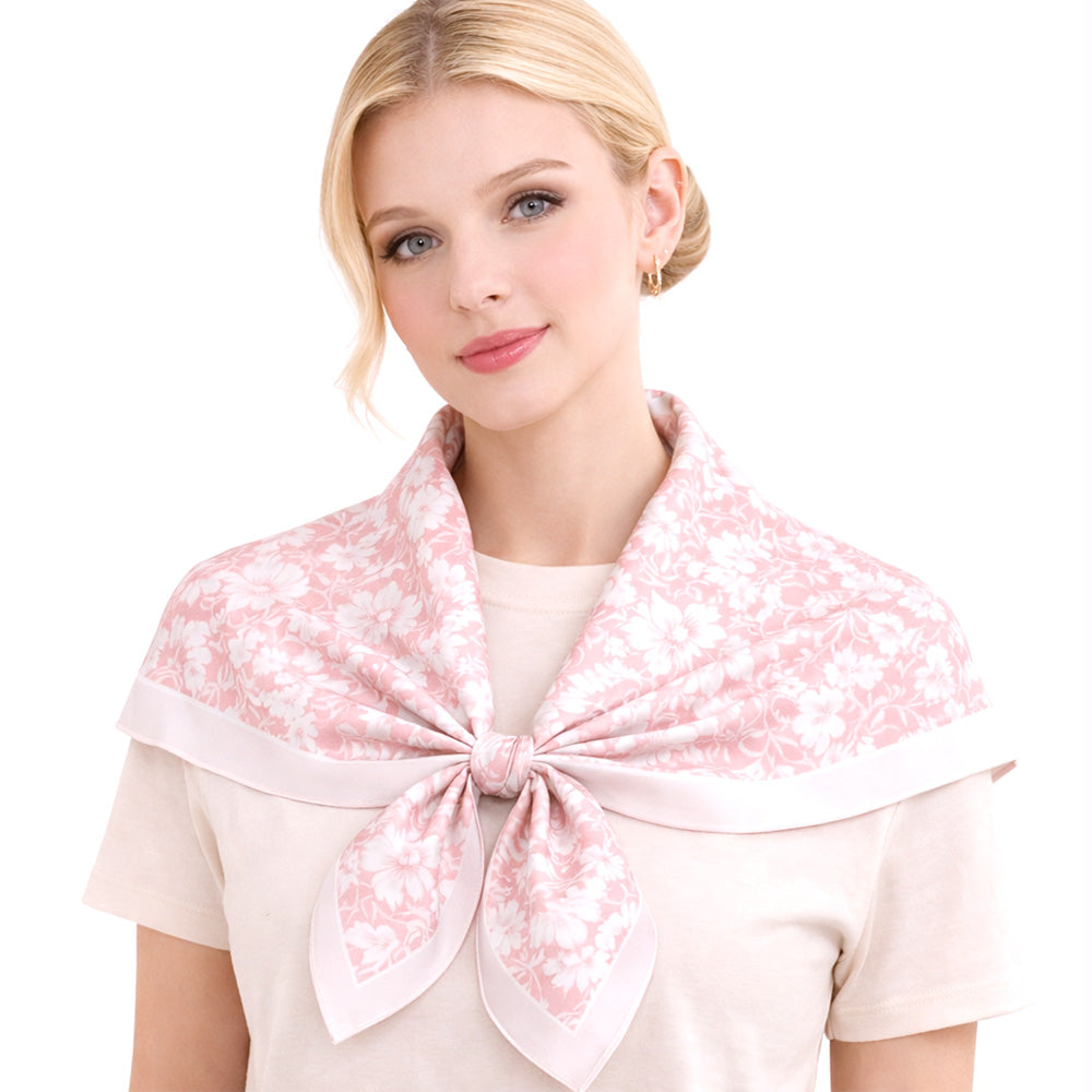 Madeline Love Pink Floral Print Square Bandana Scarf - Scarves & Wraps