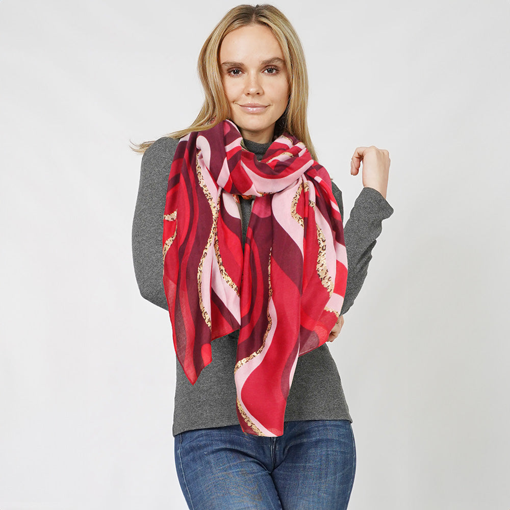 Madeline Love Red Abstract Foil Print Scarf - Jewelry