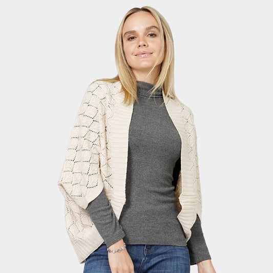 Beige Diamond Knit Shrug Vest