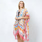 Madeline Love Coral Abstract Print Kimono Poncho - Jewelry
